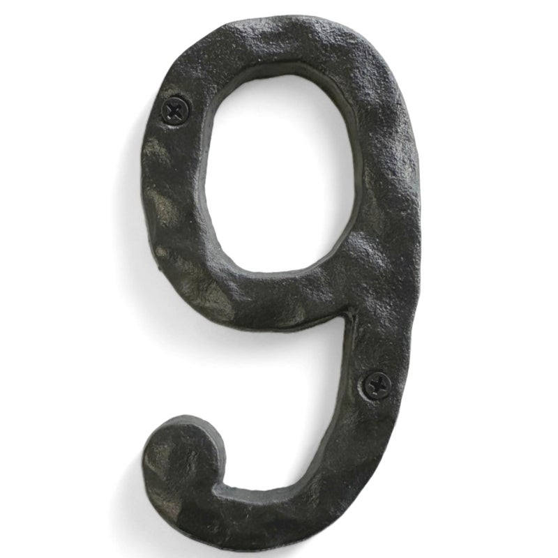 NACH House Numbers for Outside, 5.5 inch Black Address Numbers for House - Number 9 - Rustic Numbers for Outside with Mounting Hardware - Image 1